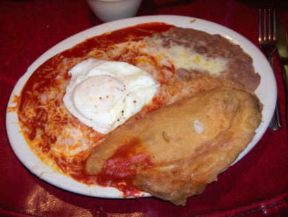 Red enchiladas served at Chope's Restaurant in La Mesa, NM