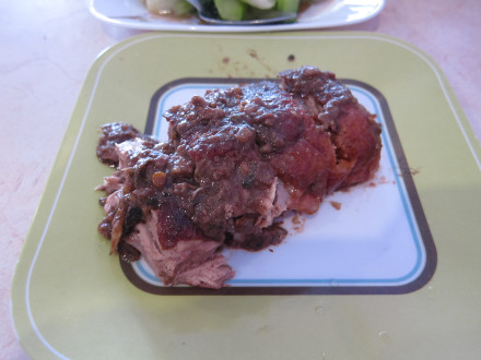 A portion of the roast duck serving