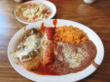 Combination B with chicken taco