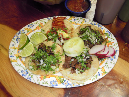 Tacos Calvillo with pastor and birria