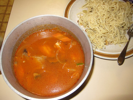 Seafood noodle soup is a Korean dish