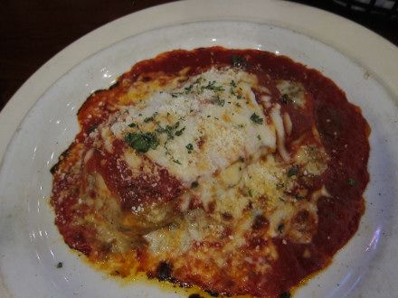 Lunch portion of lasagna