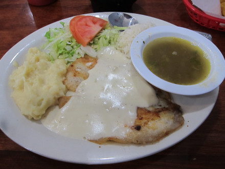 Fish with a lemon and gravy sauce as a Lent special