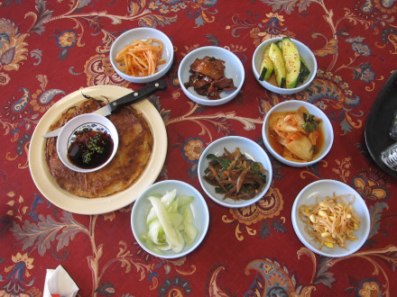 Korean appetizers with the dinner menu