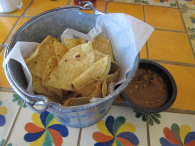 A generous serving of chips and salsa