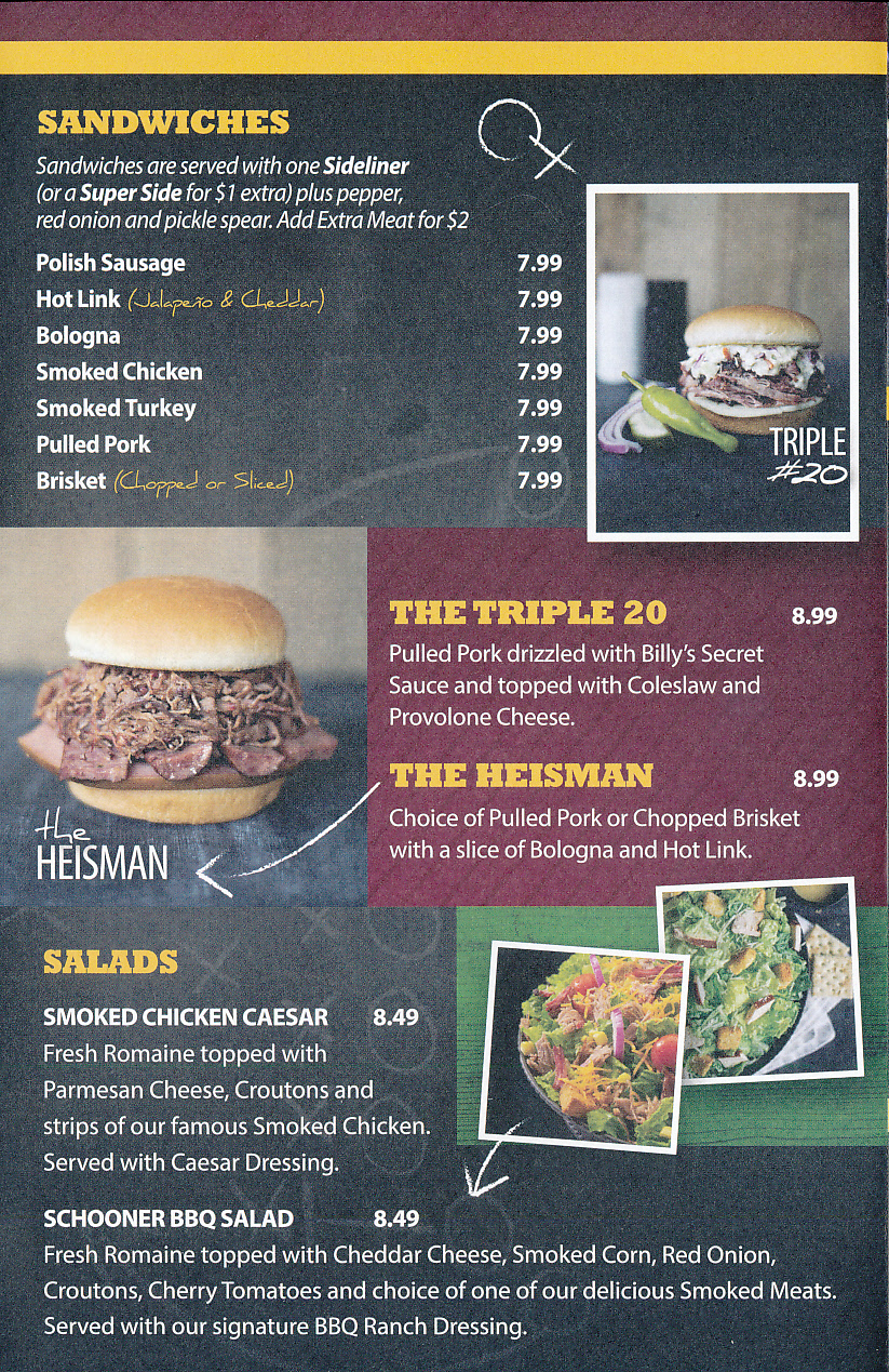 Billy sims menu sales