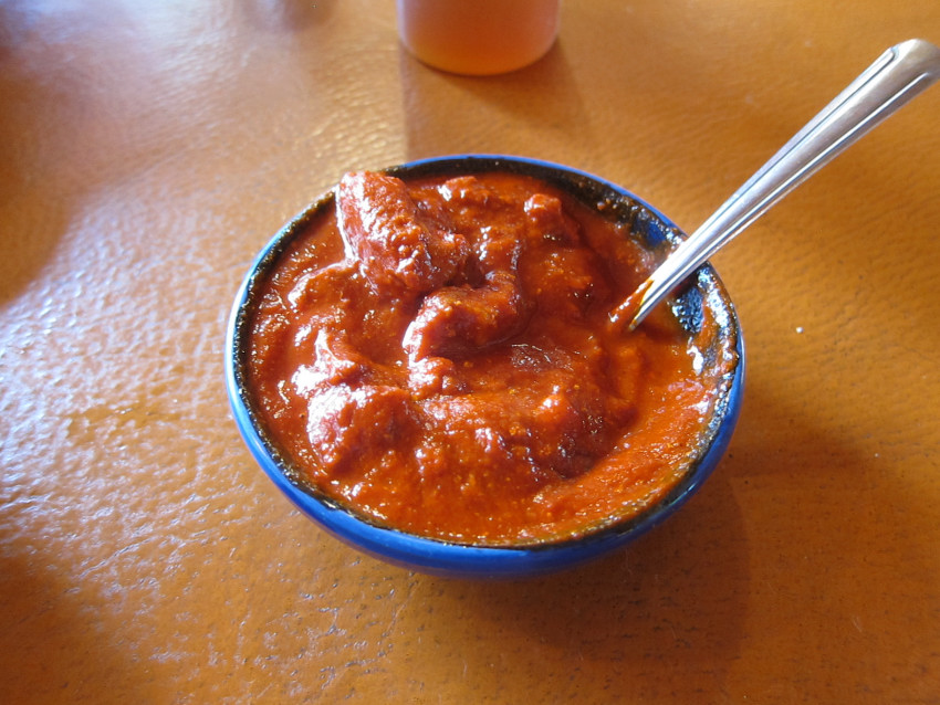 Meat sauce in a side dish