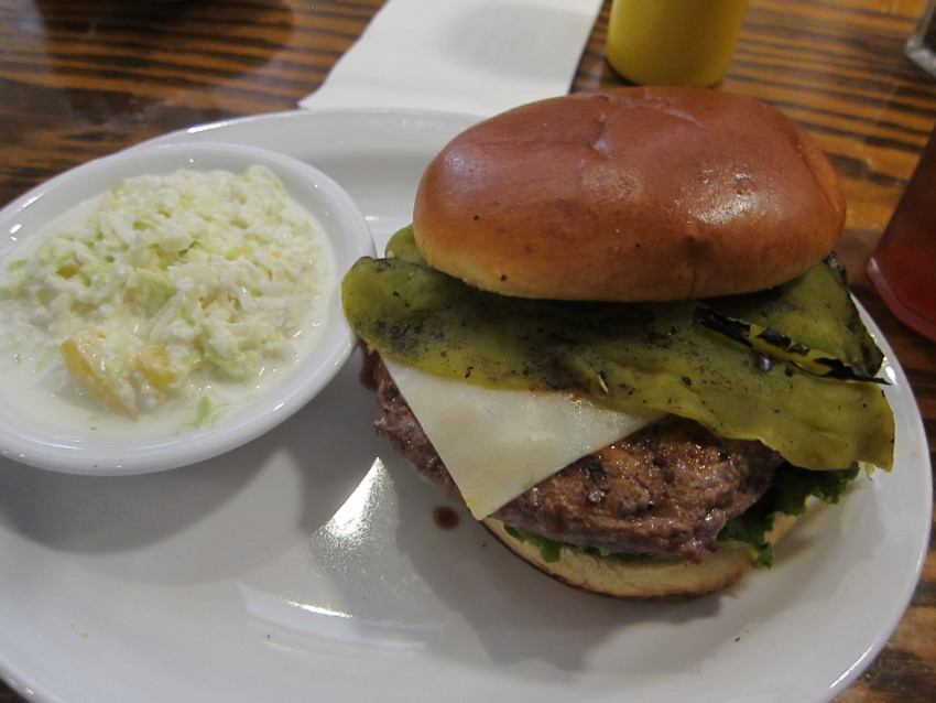Great American's version of a green chile cheeseburger