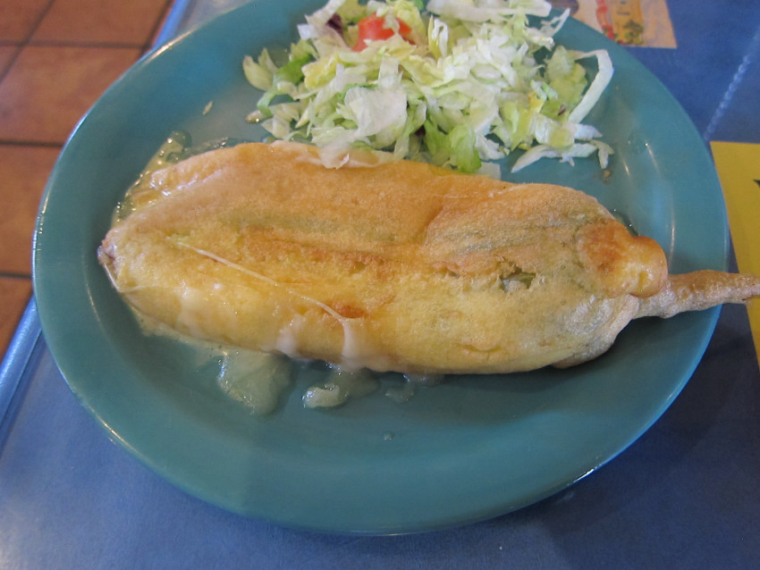 Chile relleno served as a side dish