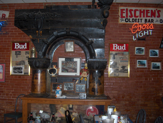 A charred remnant of the original building