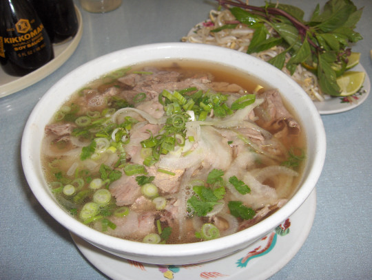 Pho with rare steak