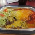 Stuffed sopaipilla served Christmas style