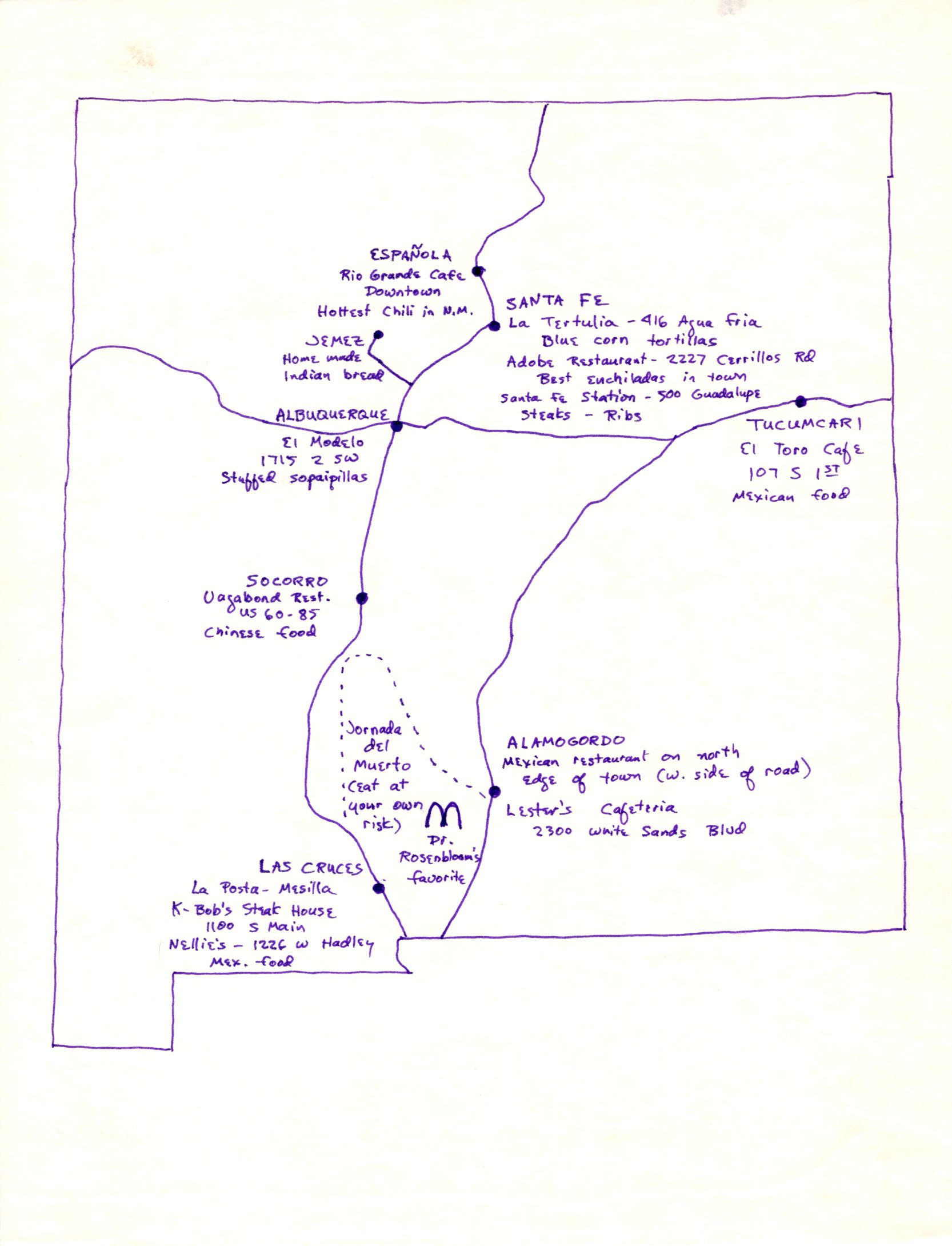 My restaurant notes from 1978