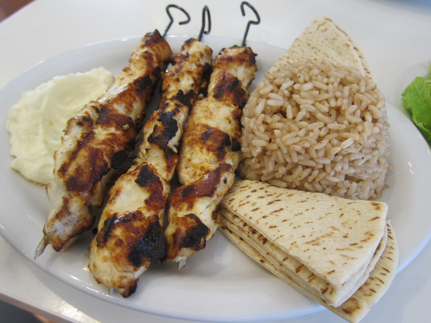Chicken taouk is one of the Lebanese dishes